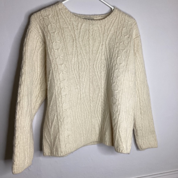 LL Bean Womens Vintage 100% Wool Sweater Ireland Fishermans Medium Shrunk L.L. W - Picture 3 of 12
